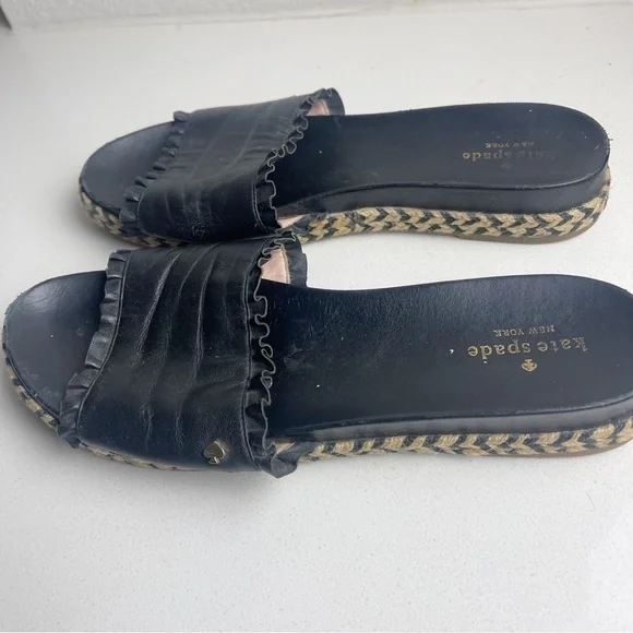 Kate Spade Black Espadrille Slide Sandals - Picture 6 of 8